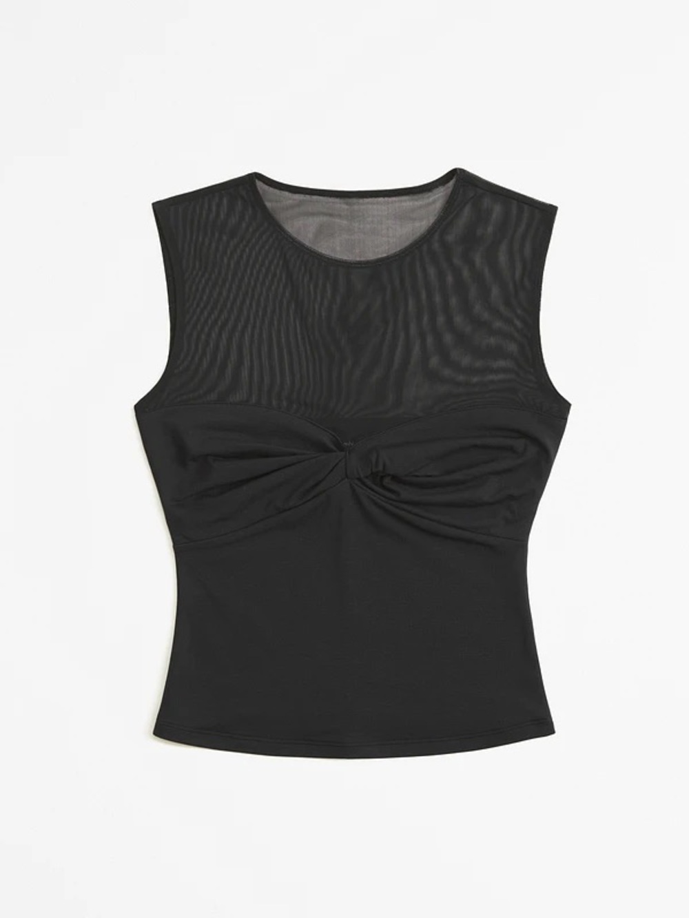 Abercrombie & Fitch Black Twist-Front Mesh Yoke Crop Top